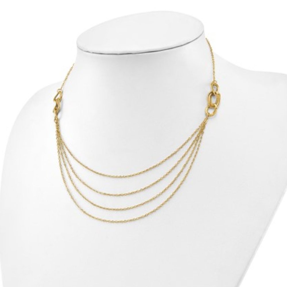Leslie's 14k Yellow Gold Four Layer Multi Strand Handmade Rope Chain Necklace